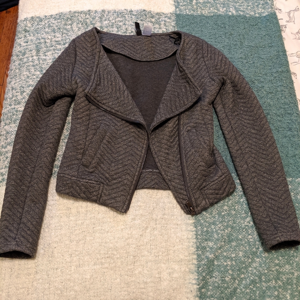 H&M Gray Knit Moto Jacket Size 2